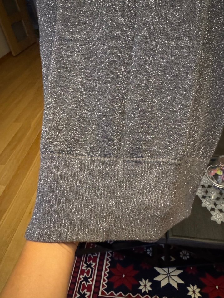 Gri V Yaka Kadın Triko elbise - Görsel 4