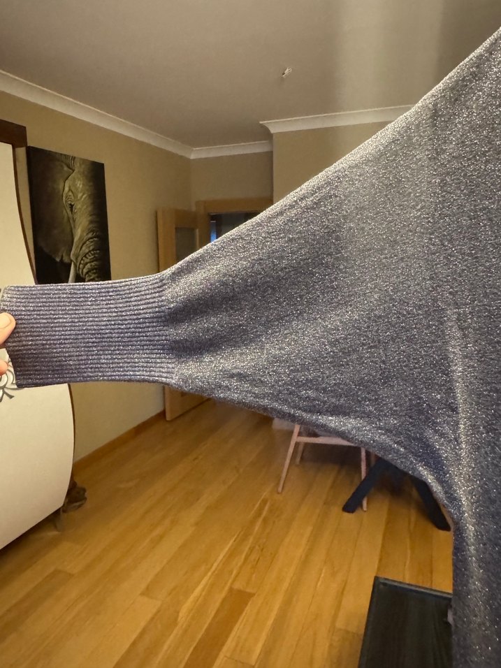 Gri V Yaka Kadın Triko elbise - Görsel 5