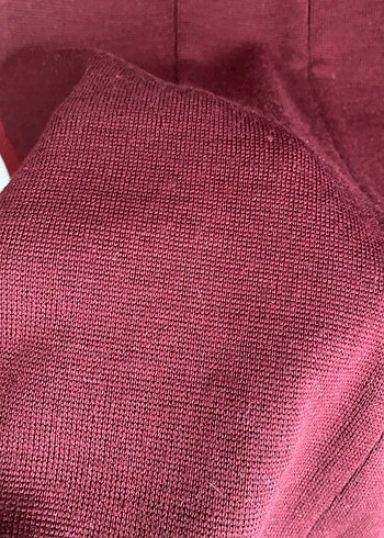 Bordo Pilili Klasik Kesim  Elbise - Görsel 7