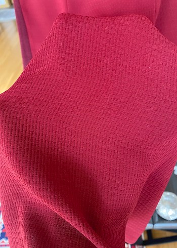 Bordo Pilili Klasik Kesim  Elbise - Görsel 3