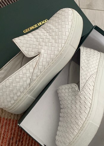 George hogg orginal beyaz  Deri Platform Kadın Spor Ayakkab - Görsel 3