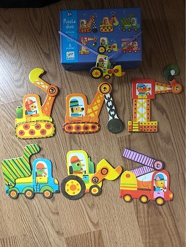 Djeco inşaat araçları 2 li puzzle ve neobebek puzzle