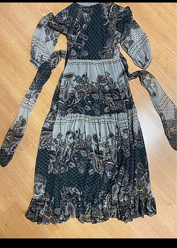 batik şifon Bohem Desenli Uzun Elbise