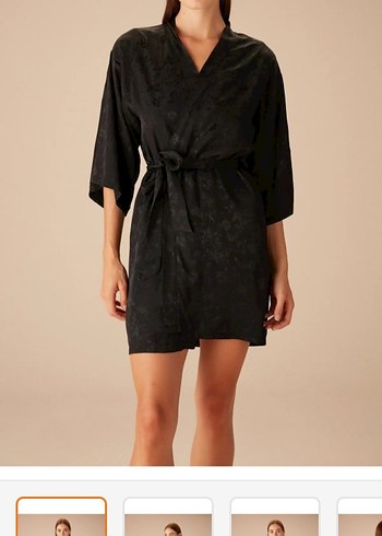 Suwen marka Parlak siyah Kadın Sabahlık - Görsel 2