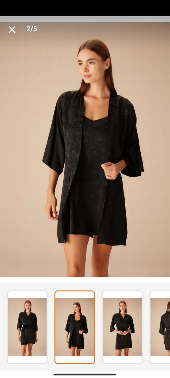 Suwen marka Parlak siyah Kadın Sabahlık - Görsel 3