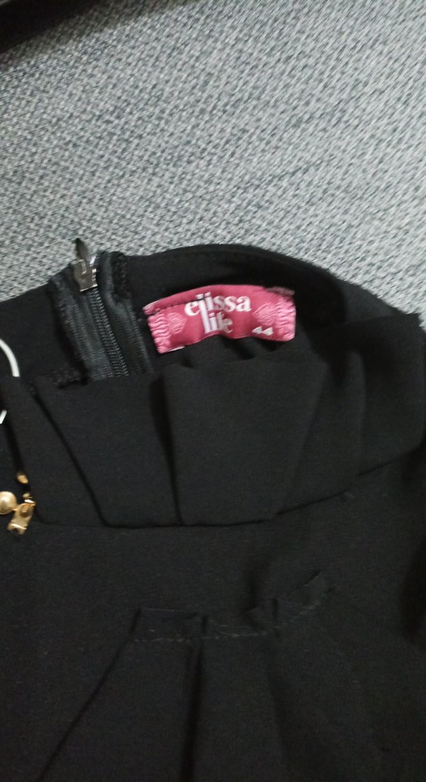 kolye Detaylı Siyah Uzun Kollu,Tunik, yazlık - Görsel 3