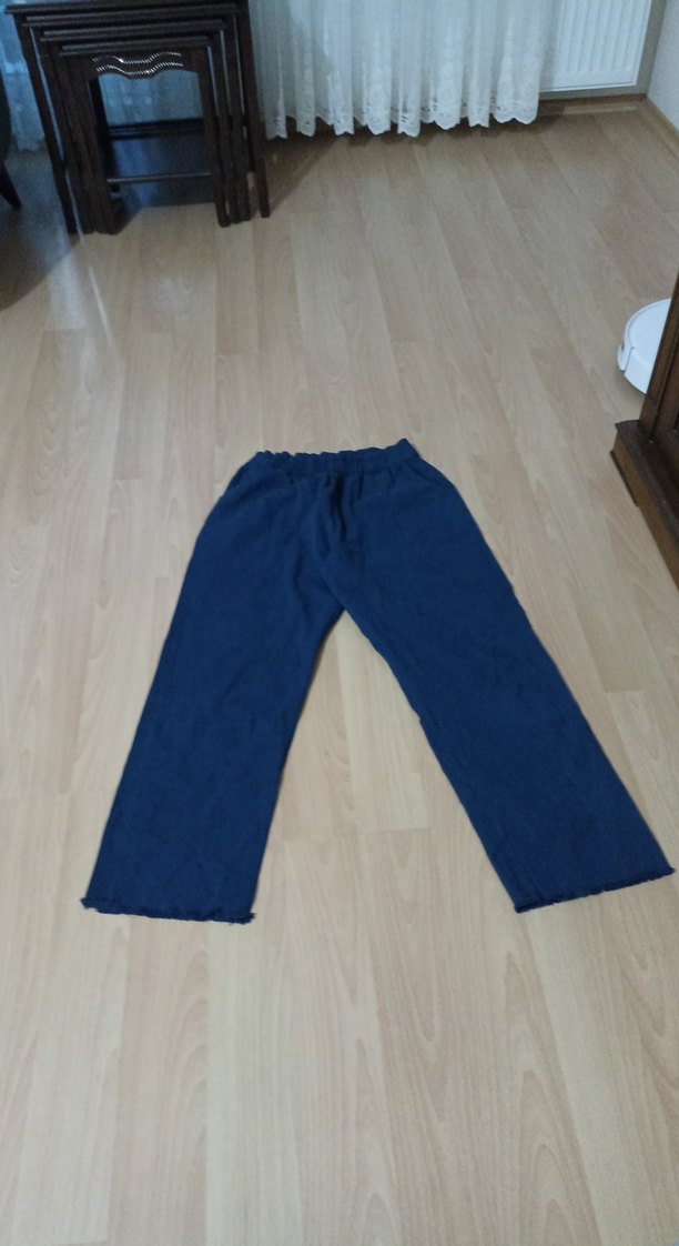 Kadın Lacivert Geniş Paça Pantolon - Görsel 2