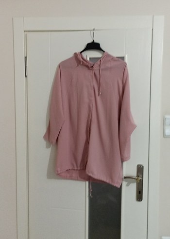 Pembe kapşonlu önden düğmeli yazlık spor hırka - Görsel 2