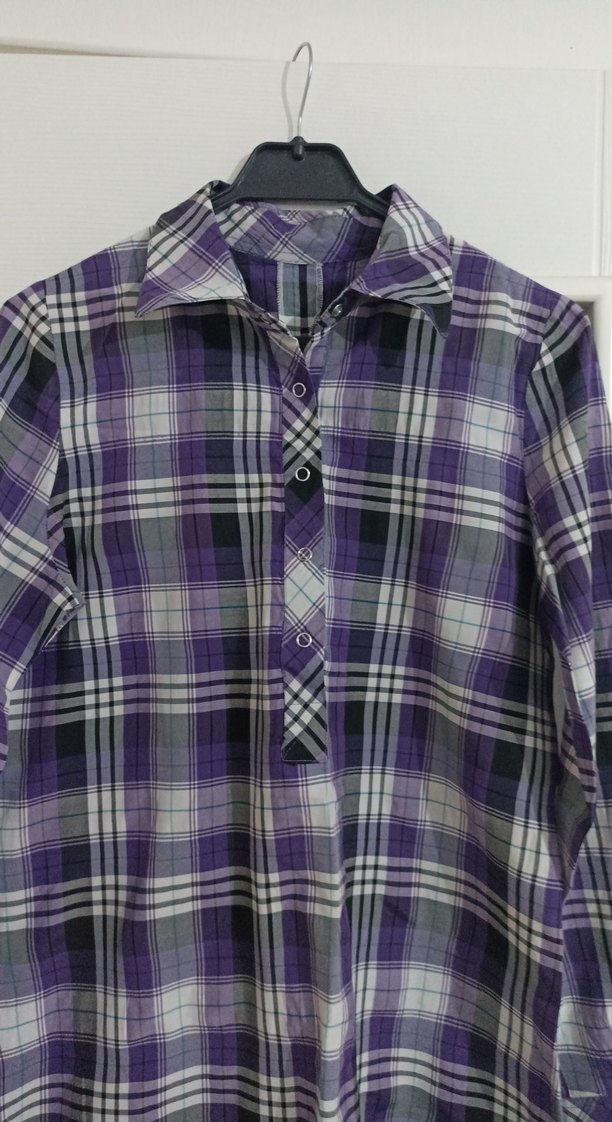 Mor Kareli Uzun Kollu tunik - Görsel 4