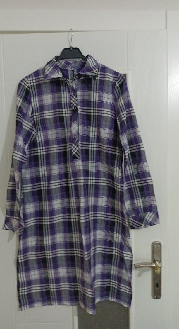 Mor Kareli Uzun Kollu tunik - Görsel 3