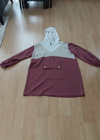 Düğmeli Kapüşonlu yazlık tunik, gül kurusu - Görsel 2