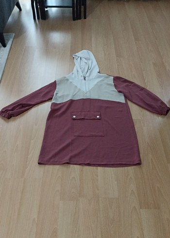 Düğmeli Kapüşonlu yazlık tunik, gül kurusu - Görsel 3