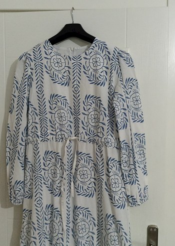 Mavi Baskılı Uzun Bohem Elbise - Görsel 4