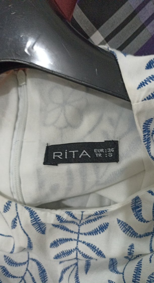 Mavi Baskılı Uzun Bohem Elbise - Görsel 5