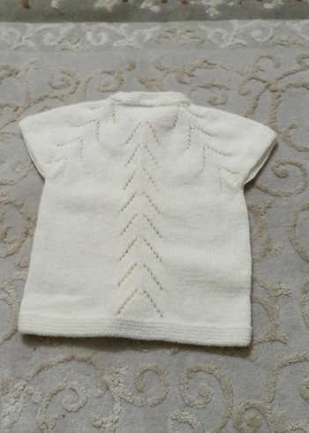 Kız Çocuk Beyaz el örgüsü yelek - Görsel 5