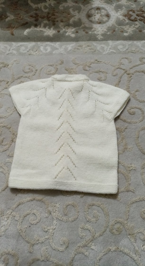 Kız Çocuk Beyaz el örgüsü yelek - Görsel 5