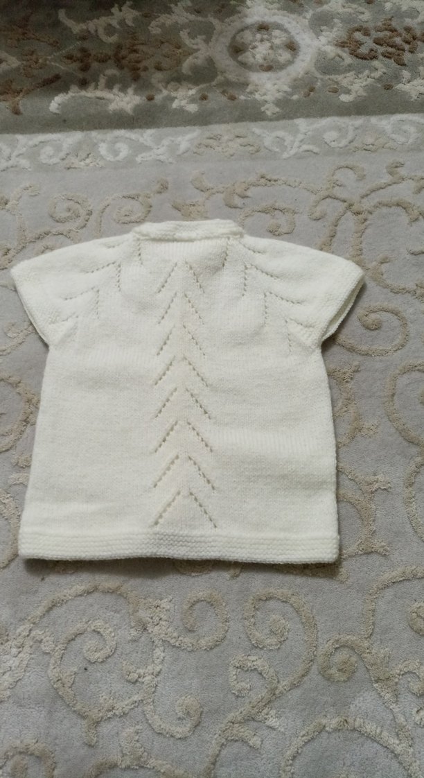 Kız Çocuk Beyaz el örgüsü yelek - Görsel 4
