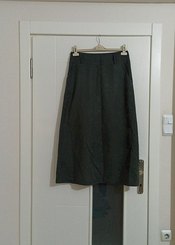 Kadın suvet,kumaş,gibi,Uzun Haki Etek - Görsel 2