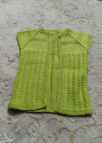 Kız Çocuk Triko el,Örgüsü Yeşil Yelek - Görsel 2
