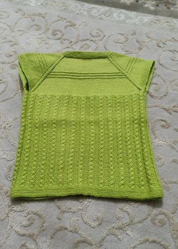 Kız Çocuk Triko el,Örgüsü Yeşil Yelek - Görsel 3