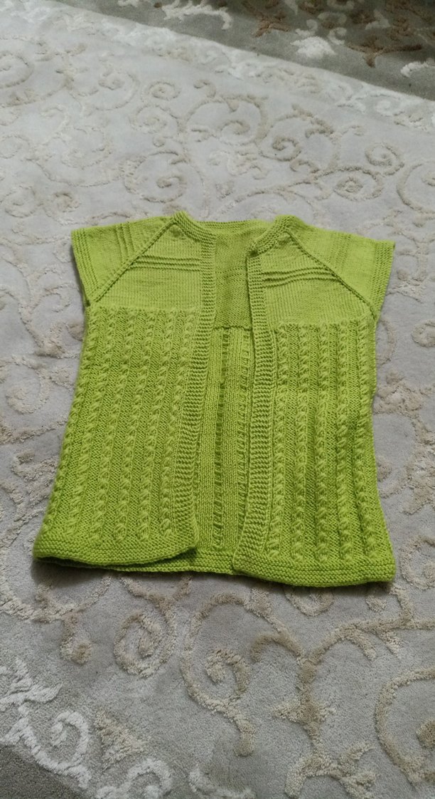 Kız Çocuk Triko el,Örgüsü Yeşil Yelek - Görsel 2