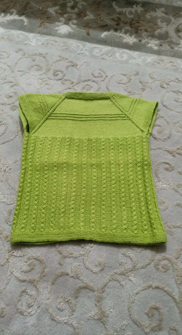 Kız Çocuk Triko el,Örgüsü Yeşil Yelek - Görsel 3