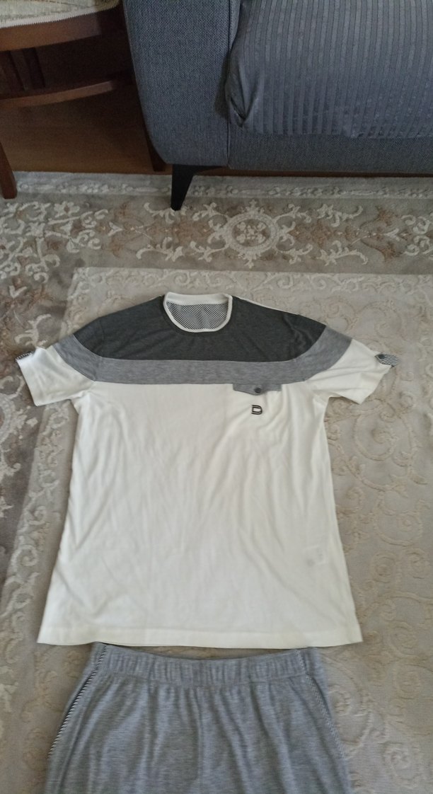 Gri erkek Kısa Kollu Rahat Pijama Takımı - Görsel 2