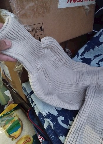 Gri Bohem Tarz Örgü Kadın hırka - Görsel 4