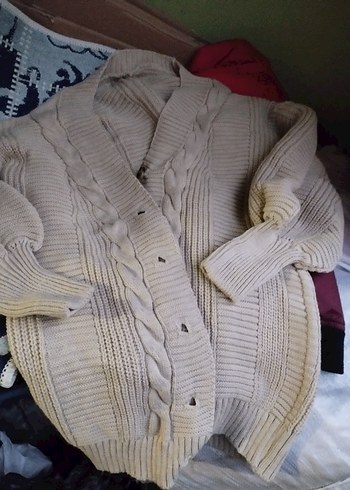 Gri Bohem Tarz Örgü Kadın hırka - Görsel 3