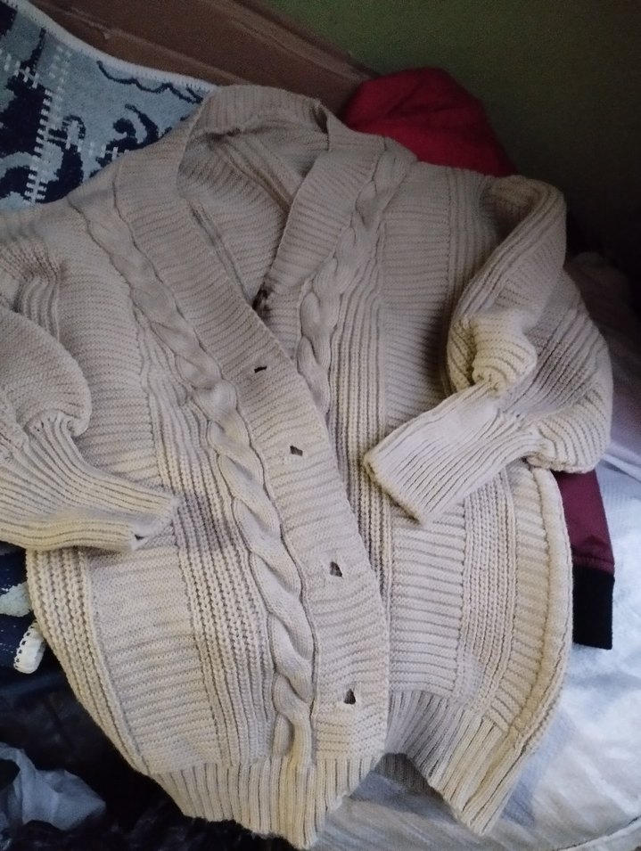 Gri Bohem Tarz Örgü Kadın hırka - Görsel 3