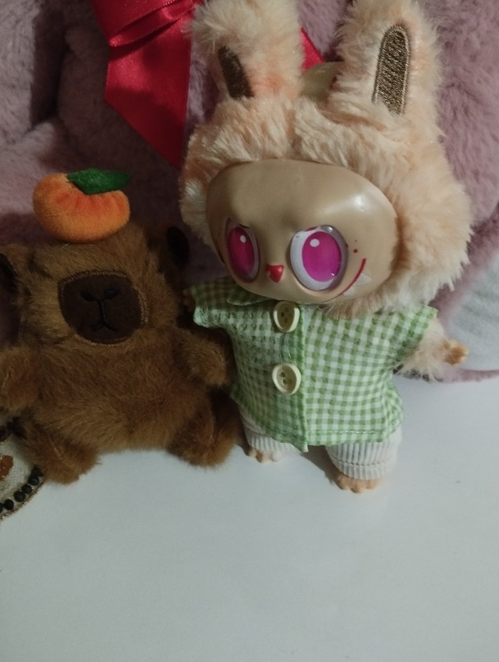 Pastel Pembe Peluş Oyuncak ikilı tavsan harıc - Görsel 3