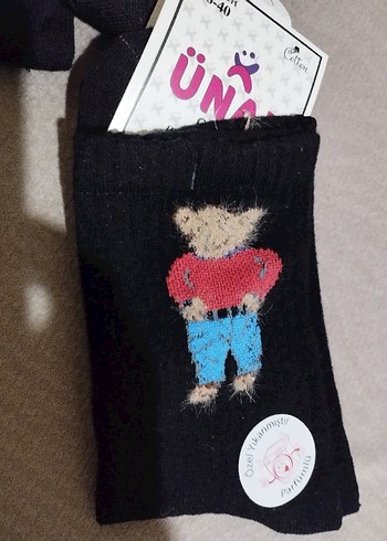 fıyat sorunuz Nakışlı Ayıcık Desenli Triko Çorap - Görsel 8