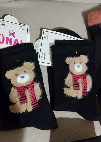 fıyat sorunuz Nakışlı Ayıcık Desenli Triko Çorap - Görsel 7