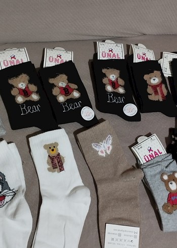 fıyat sorunuz Nakışlı Ayıcık Desenli Triko Çorap - Görsel 5