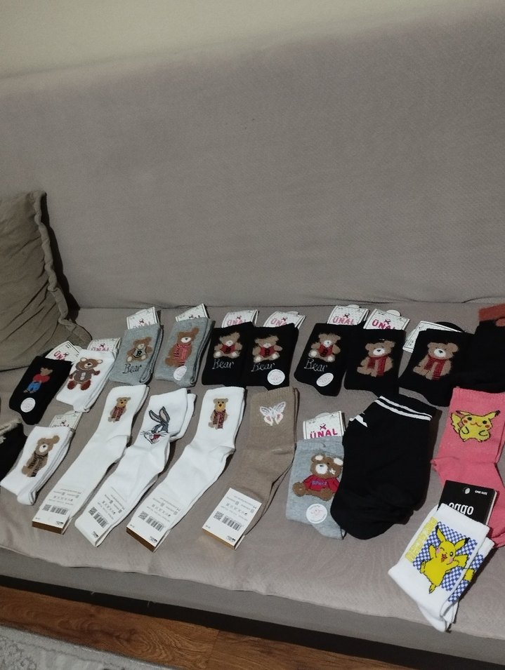 fıyat sorunuz Nakışlı Ayıcık Desenli Triko Çorap - Görsel 4