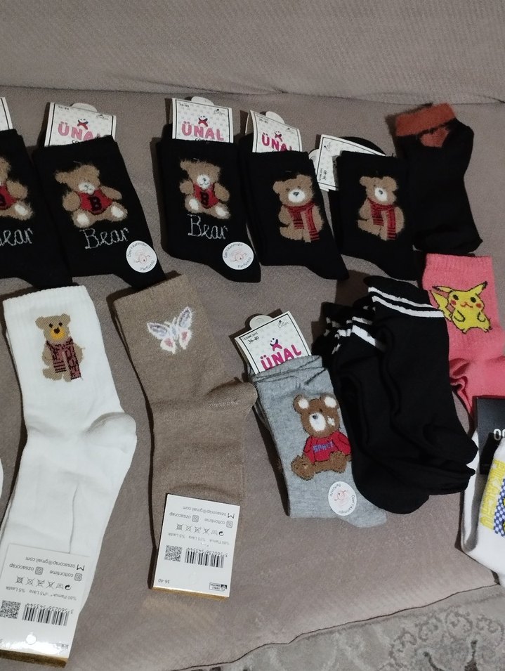 fıyat sorunuz Nakışlı Ayıcık Desenli Triko Çorap - Görsel 2