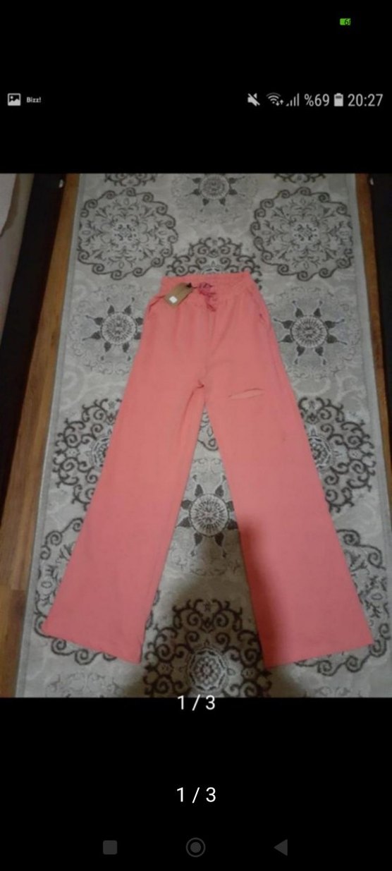 Pembe Midi Kadın Pamuk Kumaş Pantolon - Görsel 2