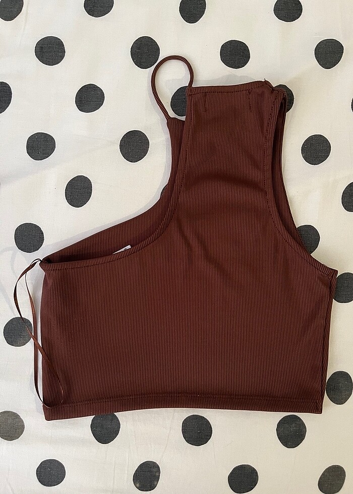 BERSHKA 36 beden kahverengi crop üst - Görsel 2