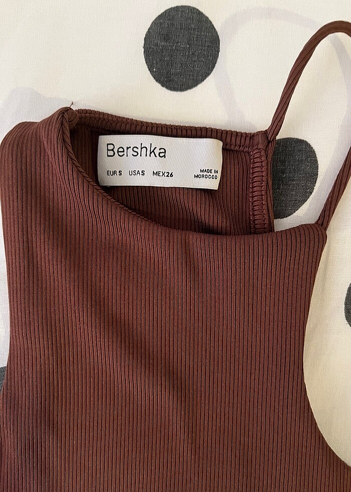 BERSHKA 36 beden kahverengi crop üst - Görsel 3