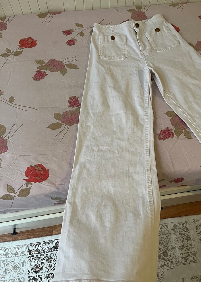 Stradivarius 38 beden beyaz bol pantolon - Görsel 2