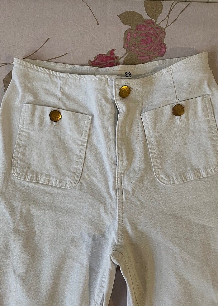 Stradivarius 38 beden beyaz bol pantolon - Görsel 3