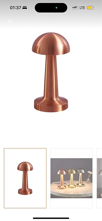 Beden Bakır Renkli USB Şarjlı Masa Lambası ? 3 Kademeli Işık