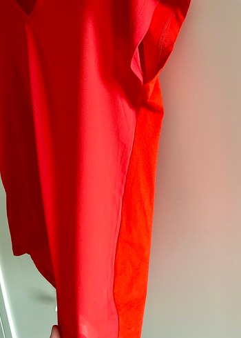 Network V Yaka Nar çiçeği Kadın Bluz - Görsel 5