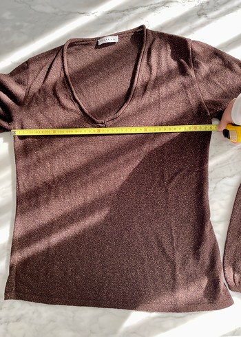 Vakko VYaka Kahverengi simli Triko kazak - Görsel 6