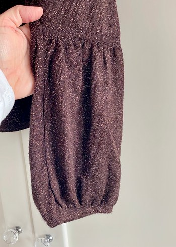 Vakko VYaka Kahverengi simli Triko kazak - Görsel 3