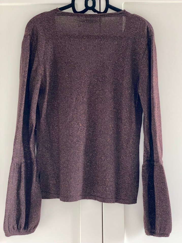 Vakko VYaka Kahverengi simli Triko kazak - Görsel 5