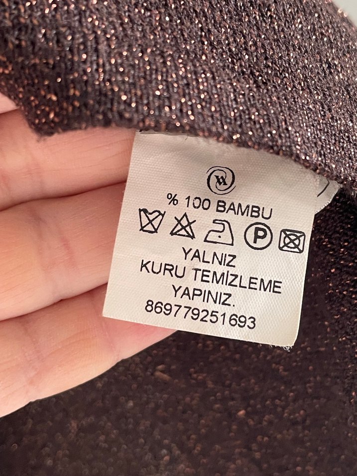 Vakko VYaka Kahverengi simli Triko kazak - Görsel 4