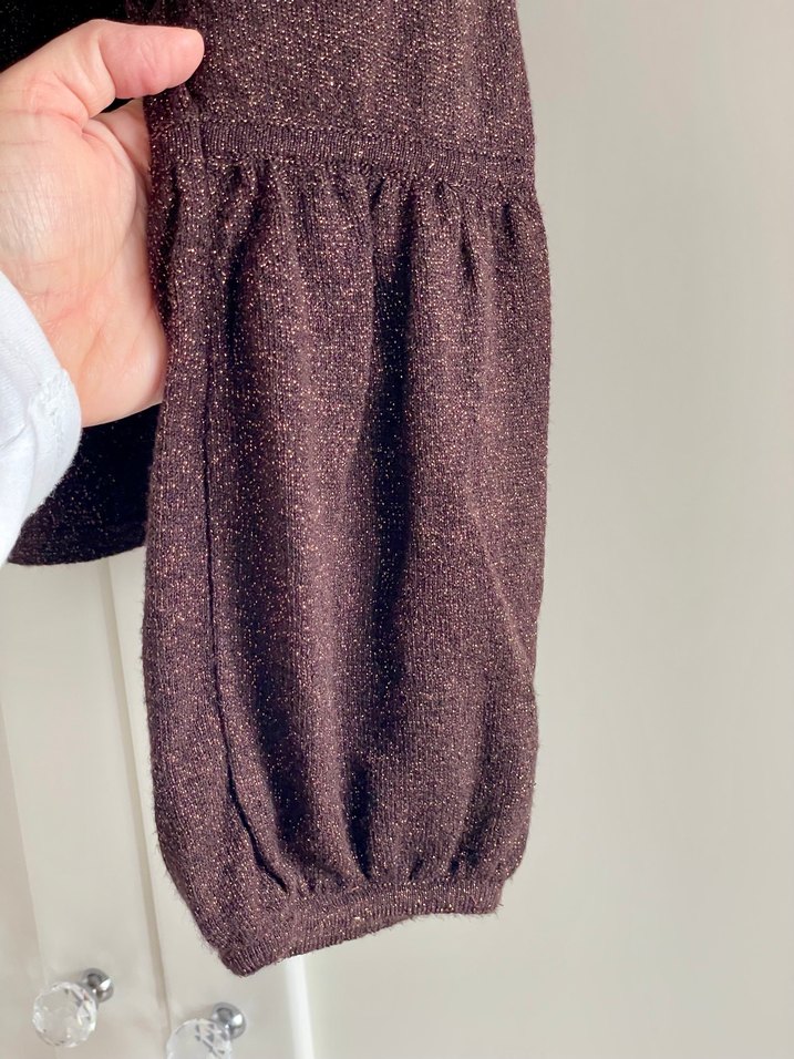 Vakko VYaka Kahverengi simli Triko kazak - Görsel 3