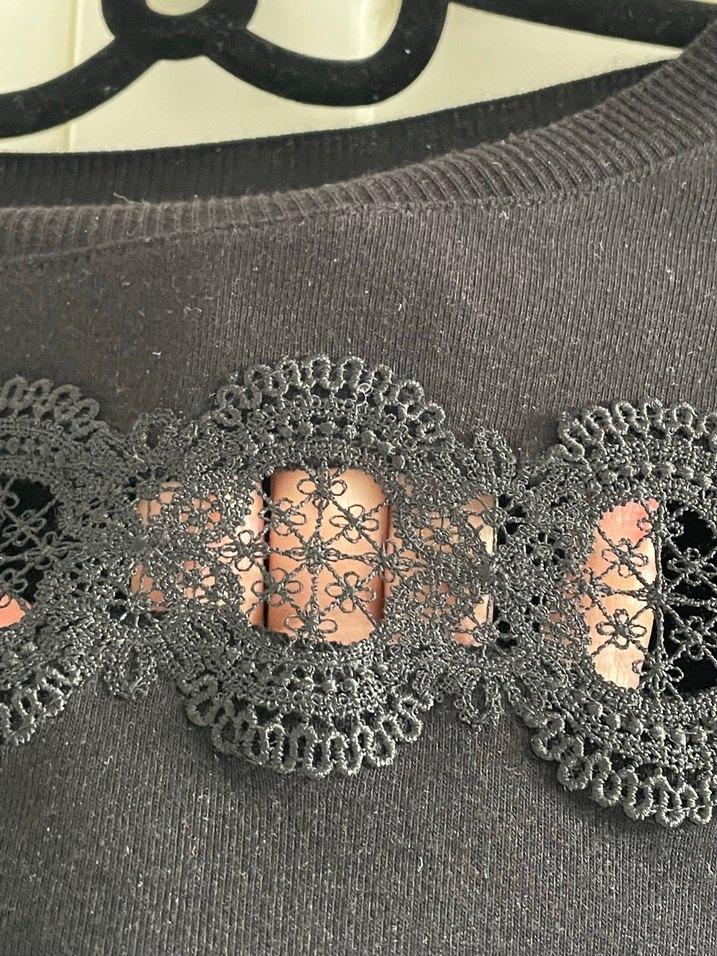 Massimo Dutti dantel detaylı ince triko - Görsel 5