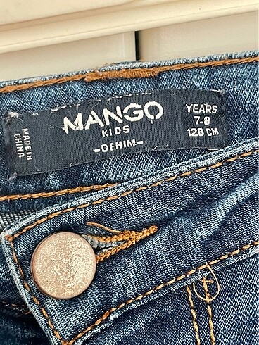 7 Yaş Beden lacivert Renk Mango kız çocuk detaylı kot pantolon